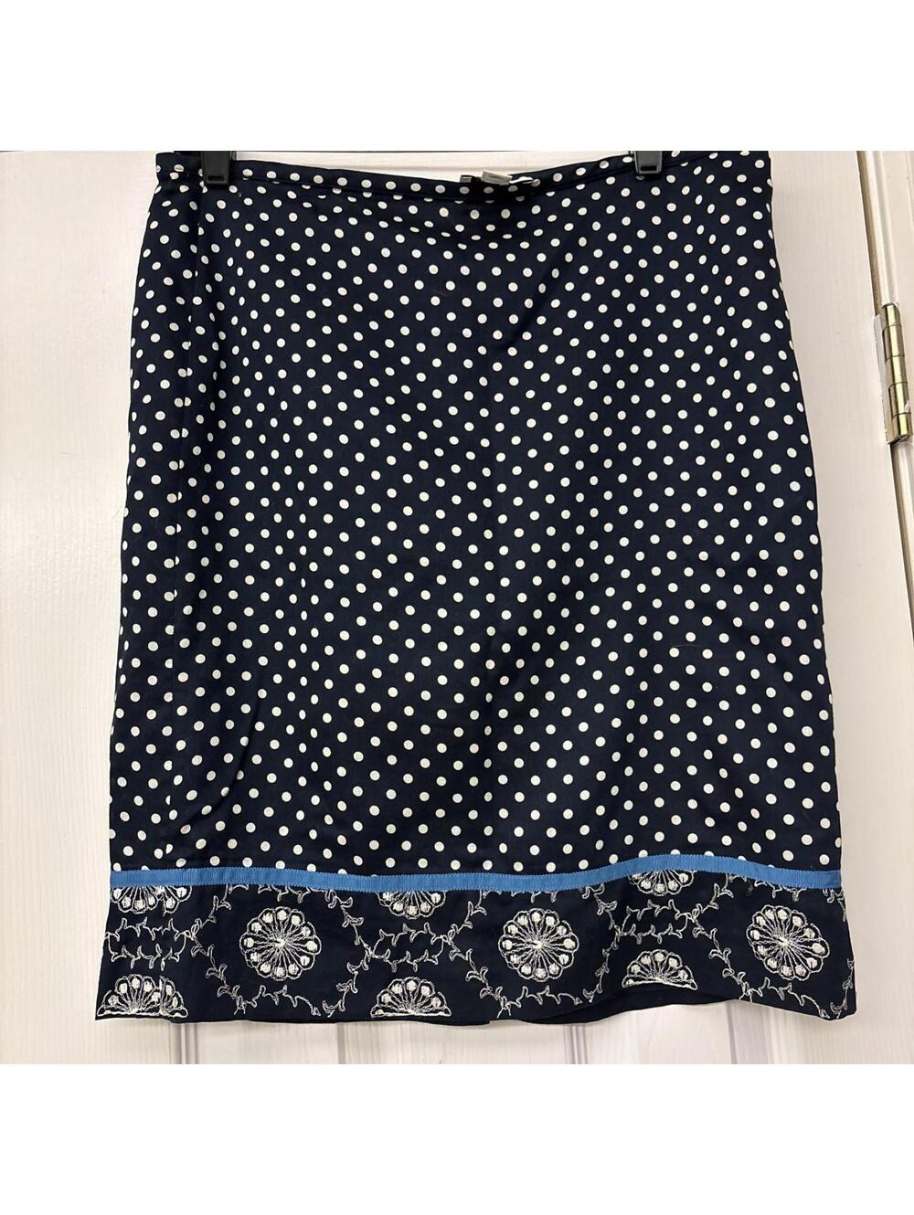 LOFT Straight Skirt Women's Size 10 Blue White Above Knee Back Slit Zip Work